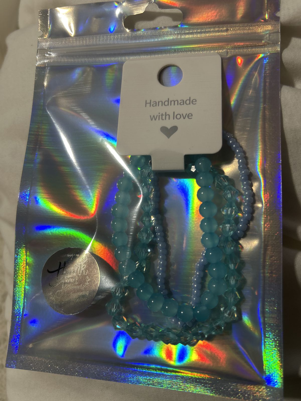 Blue 3 piece magnetic heart bracelet set