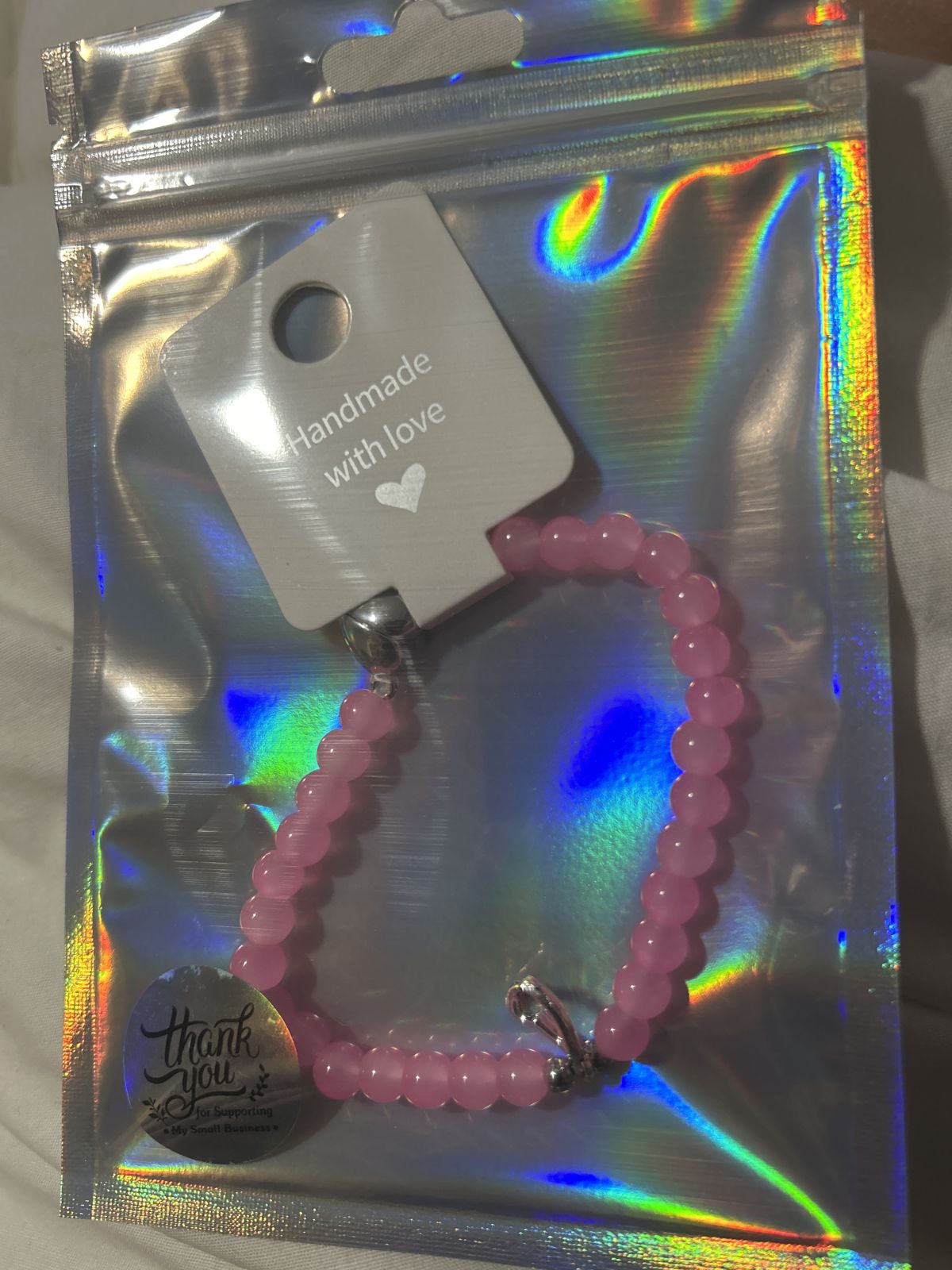 Pink magnetic heart tiny heart bracelet
