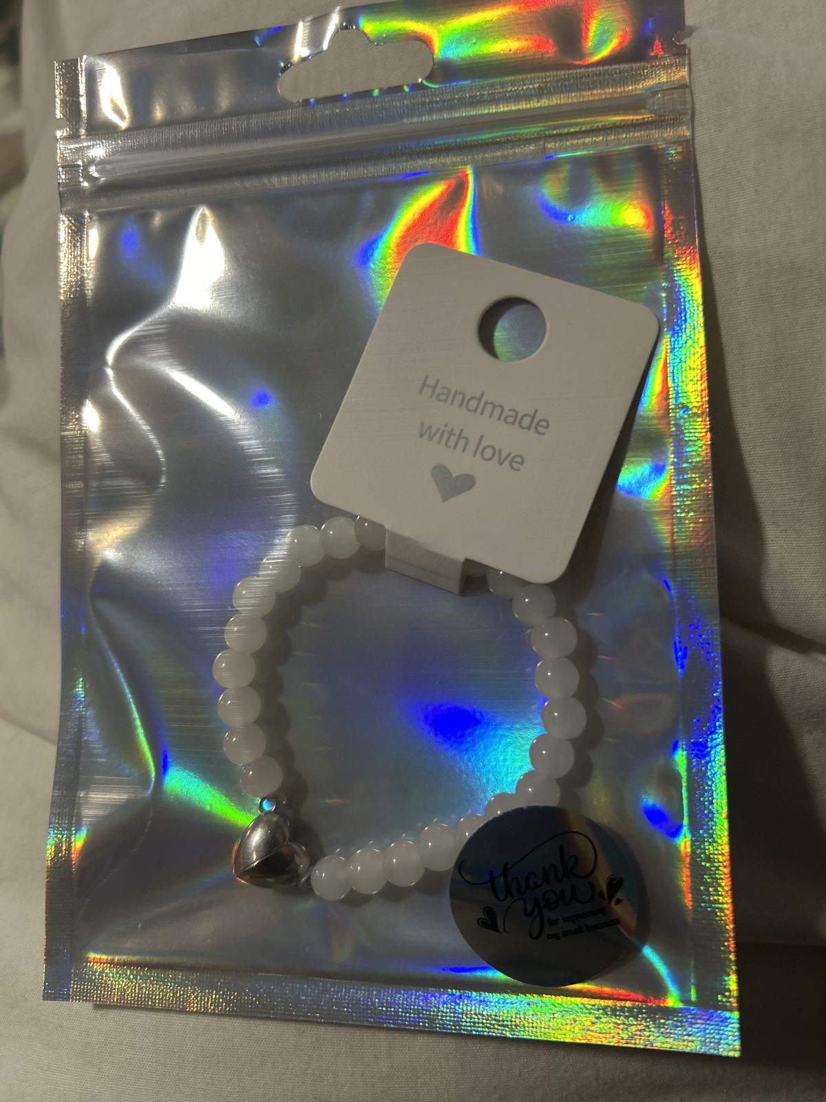 White magnetic heart bracelet