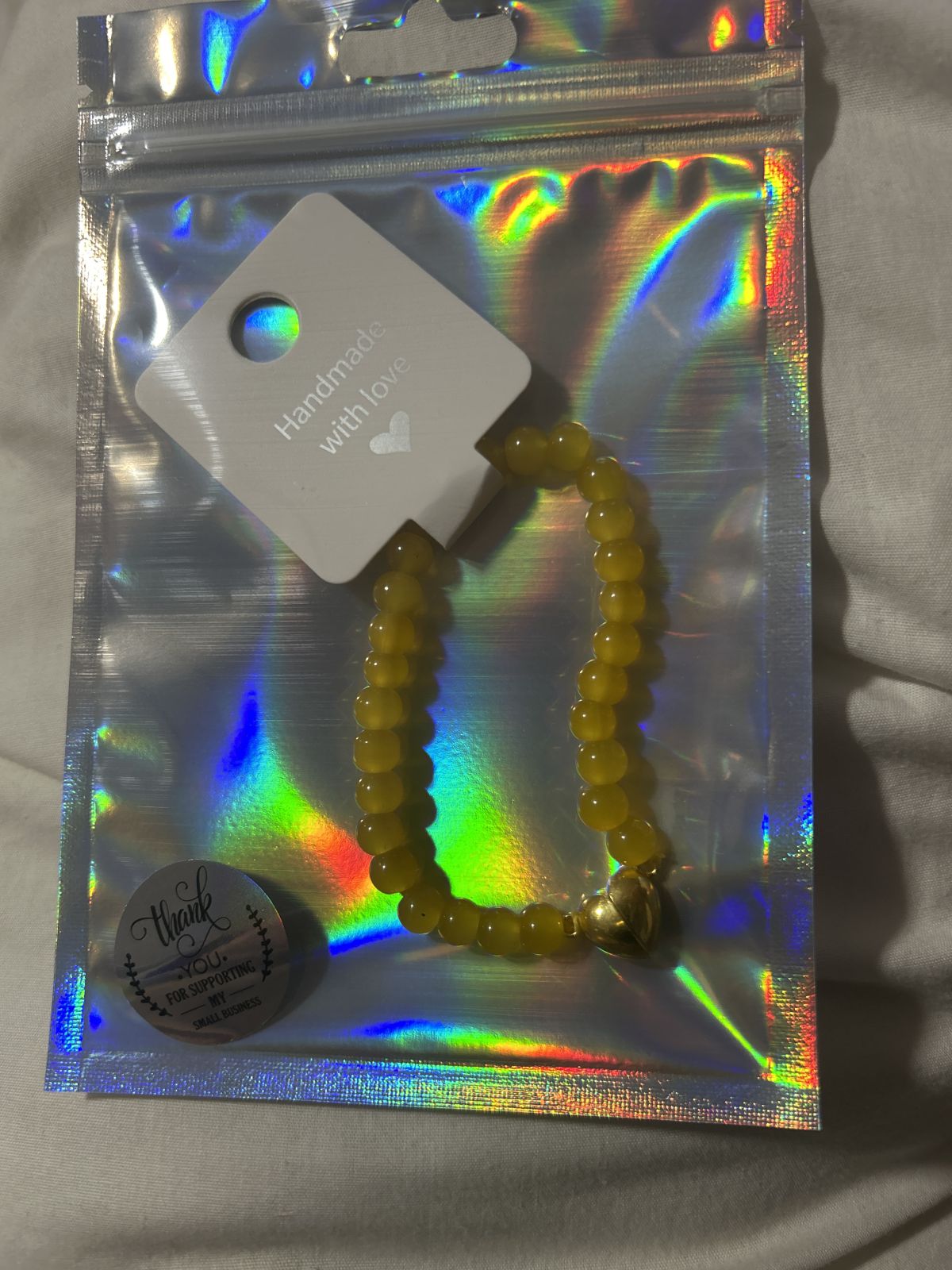 Yellow magnetic heart bracelet