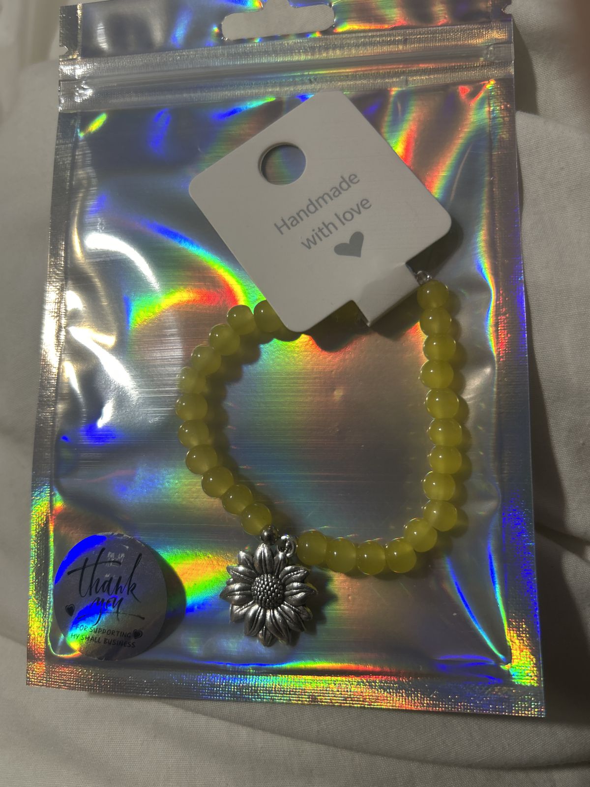 Yellow magnetic heart sunflower bracelet