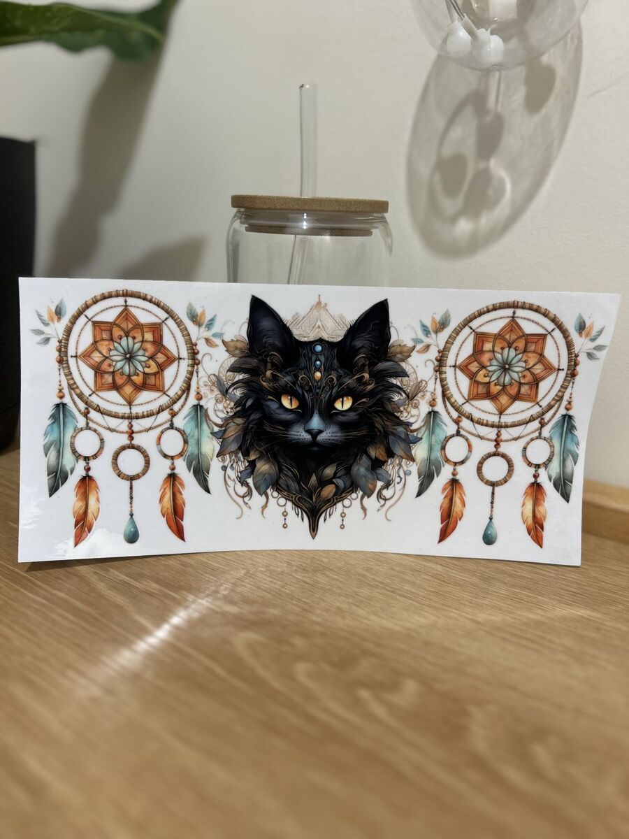 Glass tumbler (dream catcher/cat)