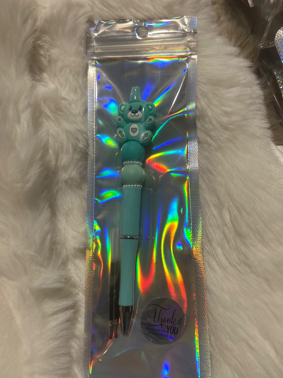 Green teddy bear pen — handmade pen, Murray Bridge, South Australia