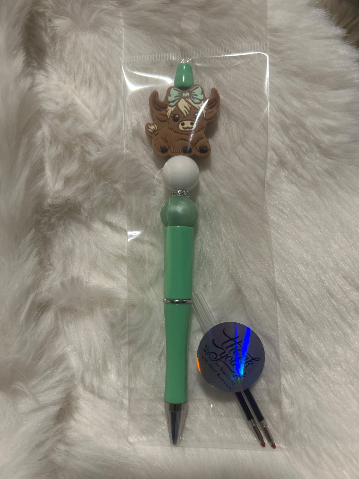 Mint green girl highland cow pen — handmade pen, Murray Bridge, South Australia